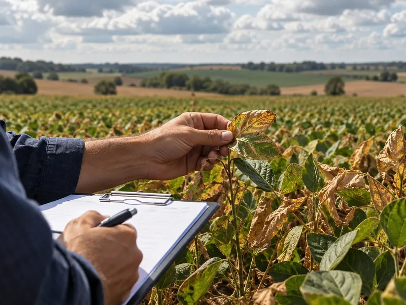 Imagem ilustrativa de avaliação agronômica de plantas afetadas em uma lavoura.